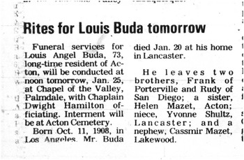 Buda, Louis Angel obituary