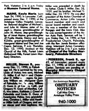 Miller, Steven obituary