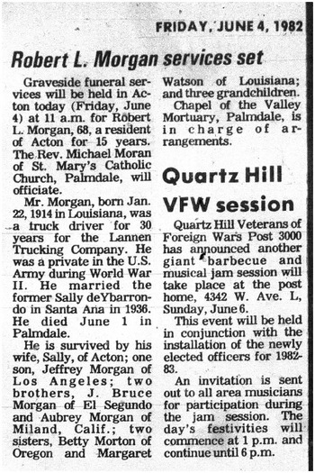 Morgan, Robert Laurence obituary