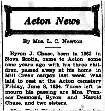 Chase, Byron Aubrey obituary