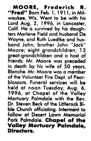 Moore, Frederick R. ('Fred') obituary