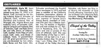 Schrader, Dale Willeta obituary