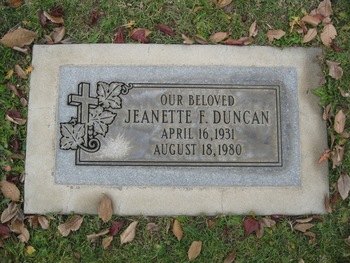 Duncan, Jeanette Frances gravesite