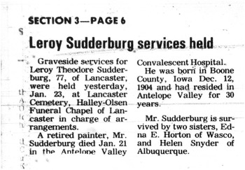 Sudderberg, LeRoy Theodore obituary