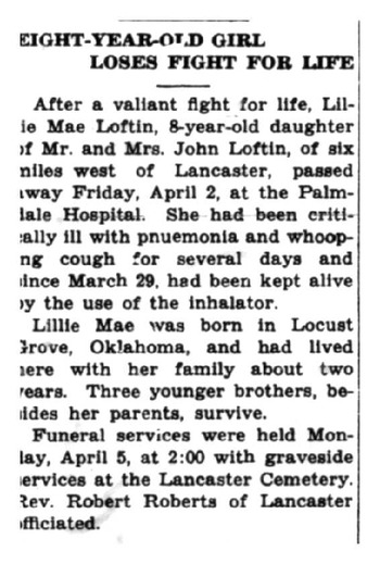 Loftin, Lillie Mae obituary