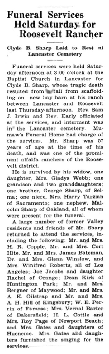 Sharp, Clyde Bliss obituary