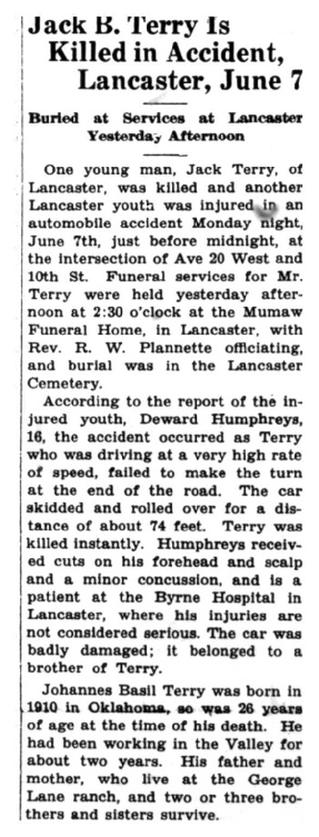 Terry, Johnnes Basil ('Jack') obituary