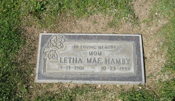 Hamby, Letha Mae gravesite