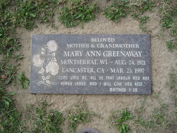 Greenaway, Mary Ann gravesite