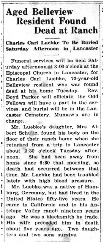 Luebke, Charles Carl obituary