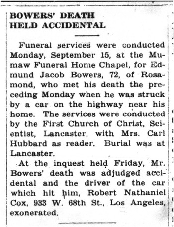 Bowers, Edmund Jacob obituary