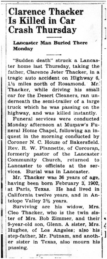 Thacker, Clarence Jack obituary