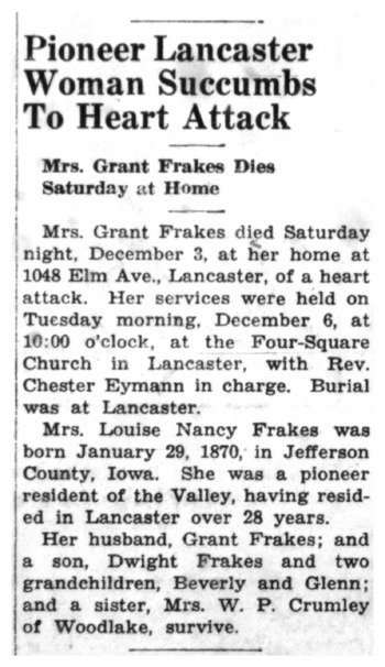 Frakes, Louise 'Louie' Nancy obituary