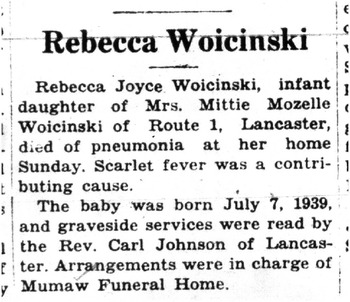 Woicinski, Rebecca Joyce obituary