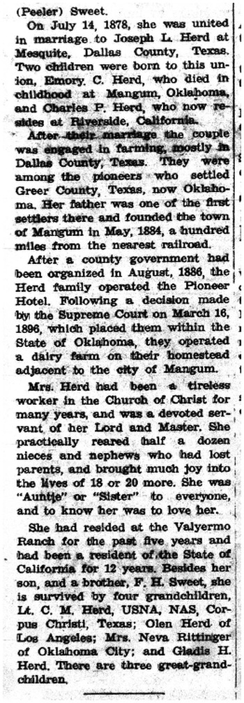 Herd,   Leona obituary