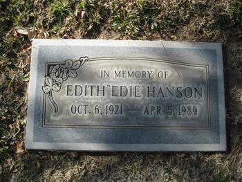 Hanson, Edith ('Edie') gravesite