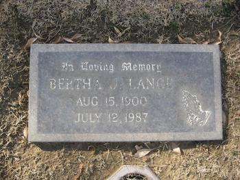 Lange, Bertha Johanna gravesite
