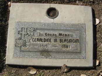 Blasingim, Geraldine Marguerite gravesite