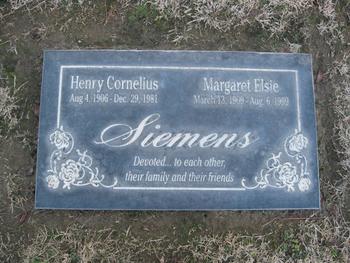 Siemens, Margaret Elsie gravesite