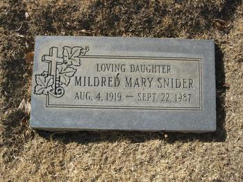 Snider, Mildred Mary gravesite
