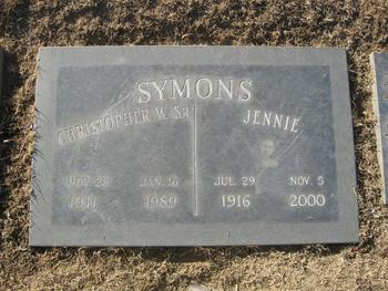 Symons, Jennie gravesite