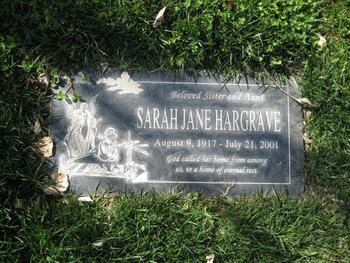 Hargrave, Sarah Jane gravesite