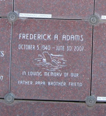 Adams, Frederick Allen gravesite