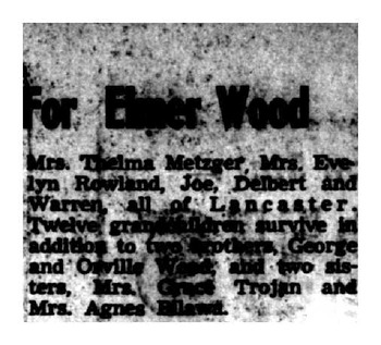 Wood,   William Elmer obituary