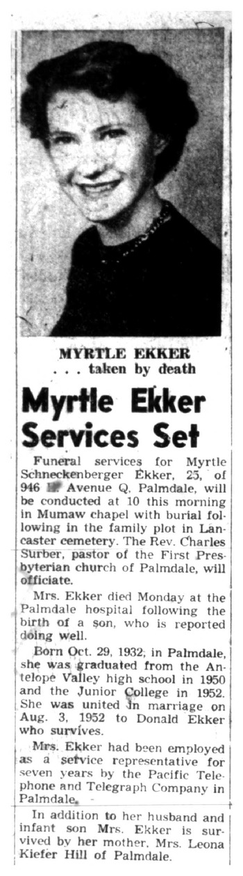 Ekker, Myrtle Helen obituary