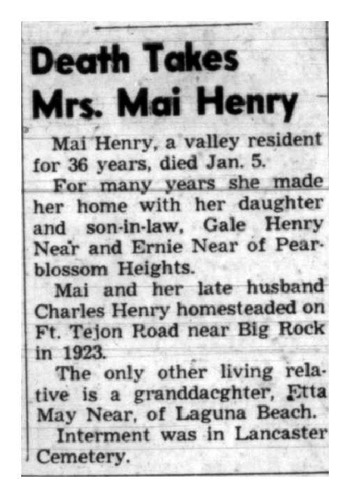 Henry, Mai obituary