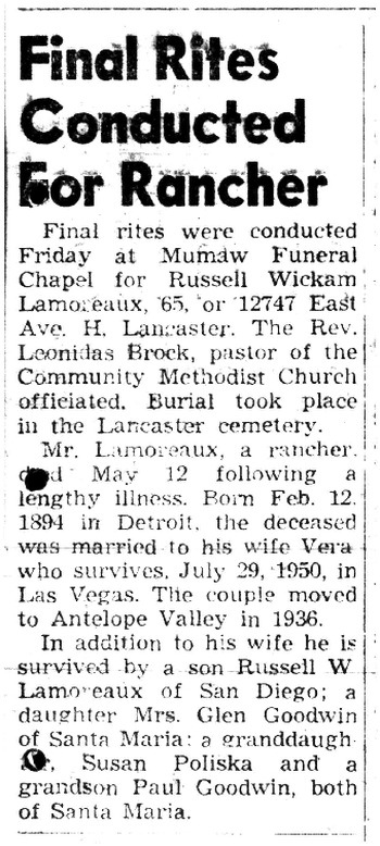 Lamoreaux, Russell Wickham obituary
