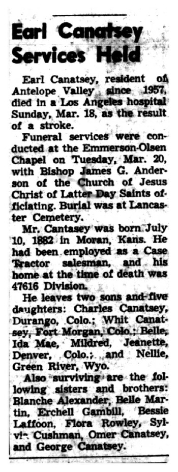 Canatsey, Earl R. obituary