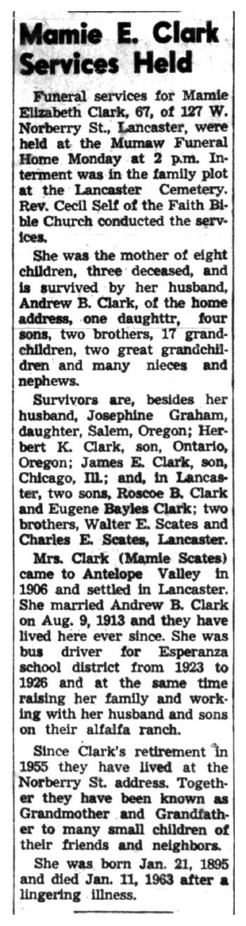 Clark, Mamie Elizabeth obituary
