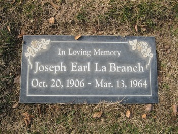 La Branch,   Joseph Earl gravesite