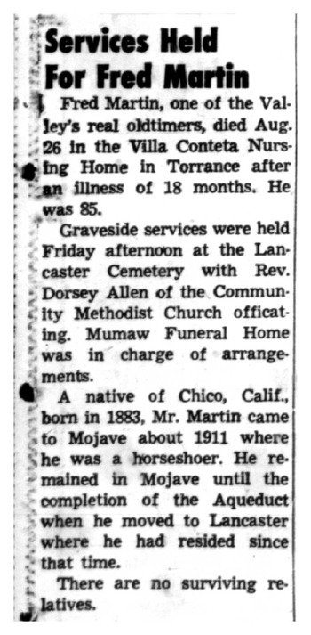 Martin,   Frank obituary