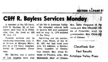 Bayless, Clifford Ross obituary
