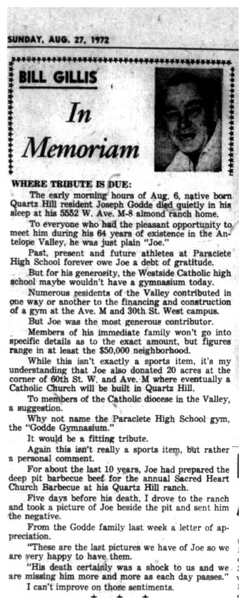 Godde, Joseph Anthony obituary