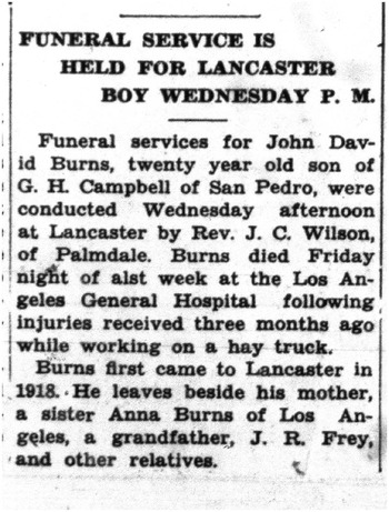 Burns, John David obituary