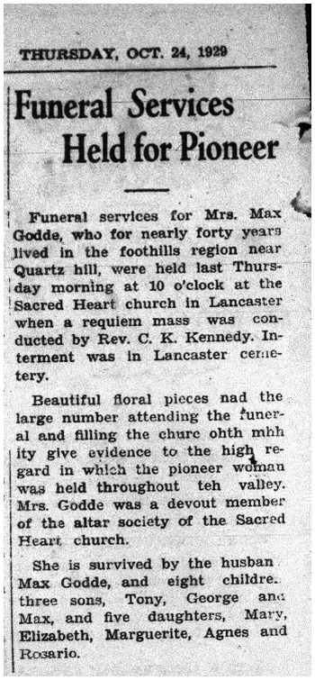 Godde, Elizabeth F. obituary