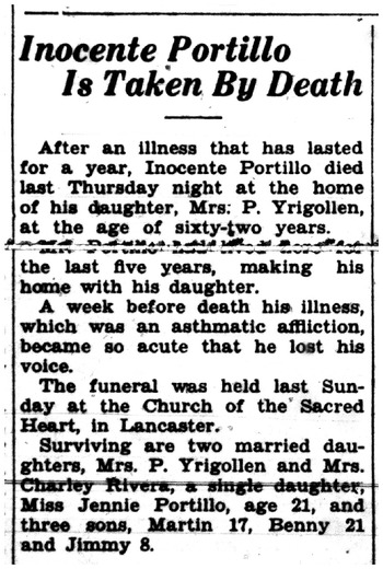 Portillo,   Inocente obituary