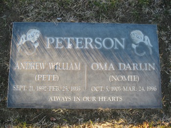 Peterson, Andrew William ('Pete') gravesite