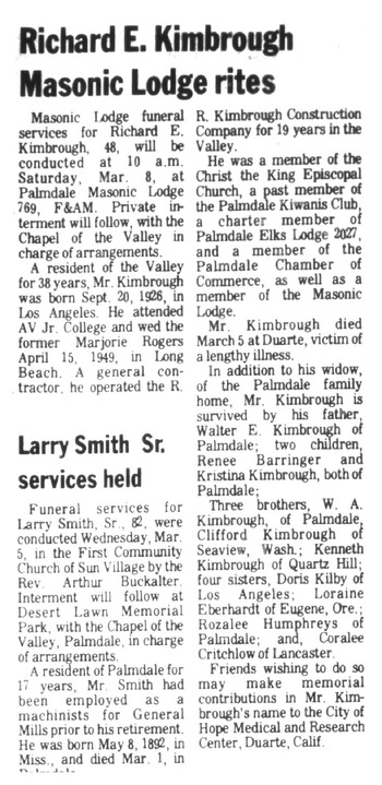 Kimbrough, Richard Edwin obituary