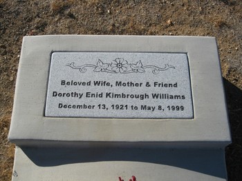 Kimbrough Williams, Dorothy Enid gravesite