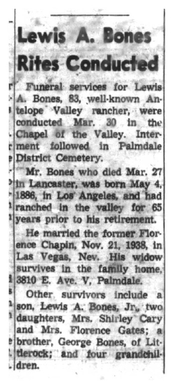 Bones, Louis Arthur obituary