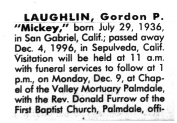Laughlin, Gordon Price ('Mickey') obituary