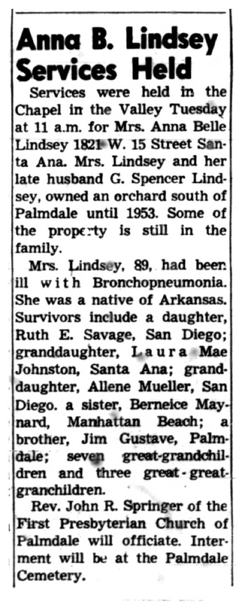 Lindsey, Anna Belle obituary