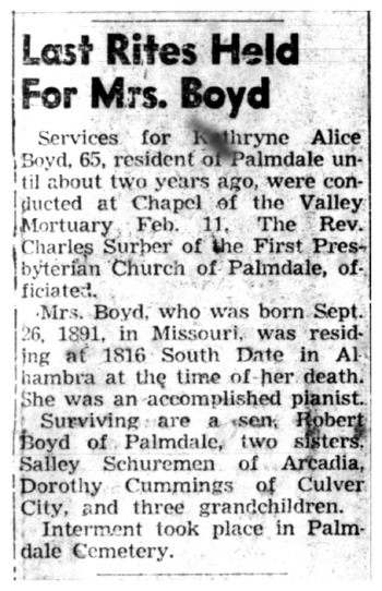 Boyd, Kathryne Alice ('Kate') obituary