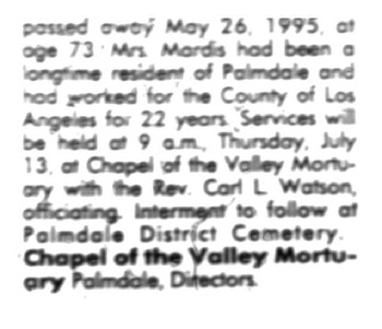 Mardis, Thelma Lucille obituary