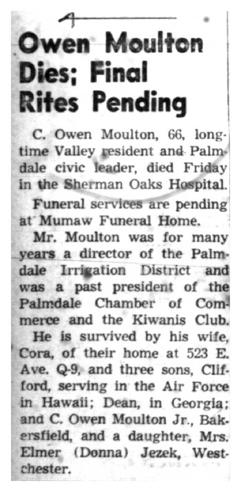 Moulton, Curtis Owen obituary