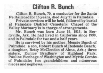 Bunch, Clifton Russell obituary